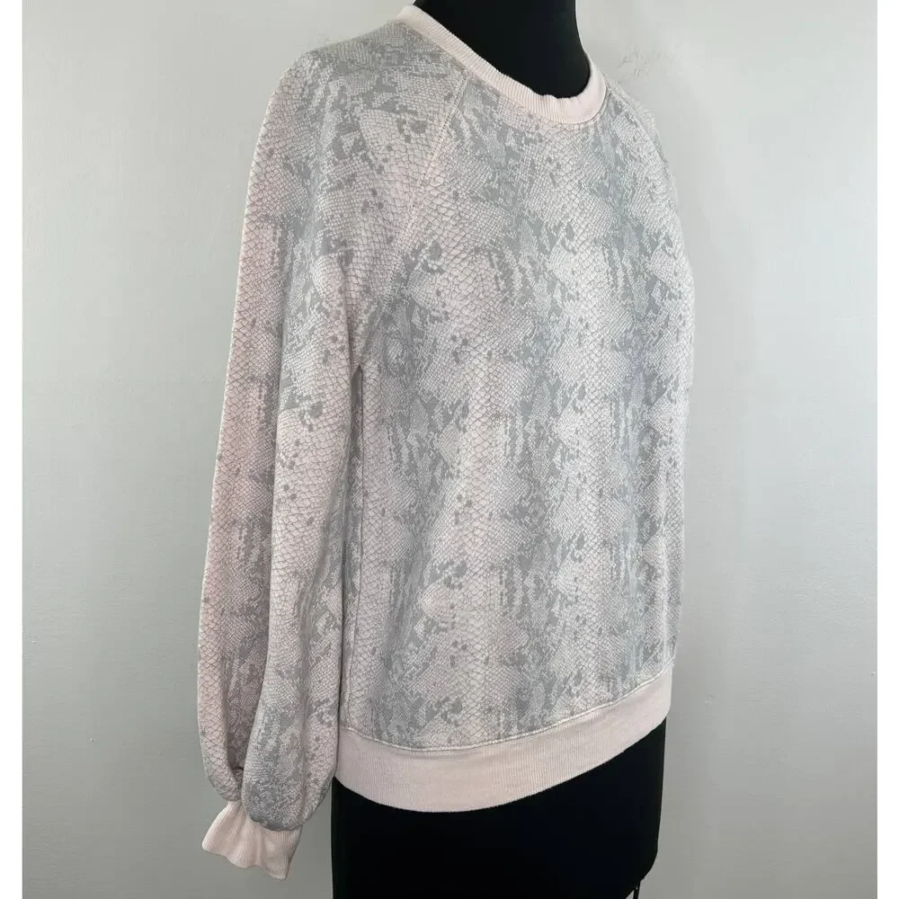 Studio David Lerner Terry Pink Gray Snakeskin Sweatshirt Pullover Top Medium M